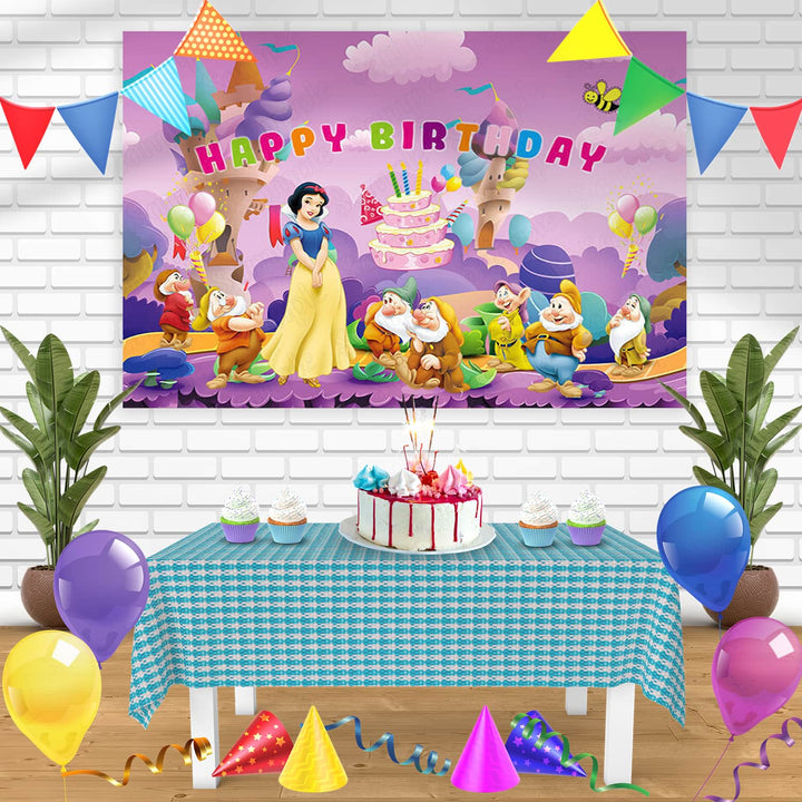 Snow White and the Seven Dwarfs Bn Birthday Banner Personalized Party Backdrop Decoration