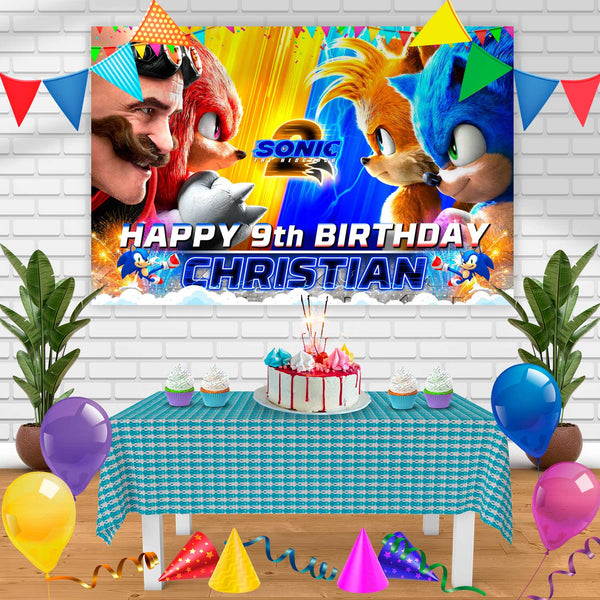 Sonic The Hedgehog 2 2022 V4 Birthday Banner Personalized Party Backdrop Decoration