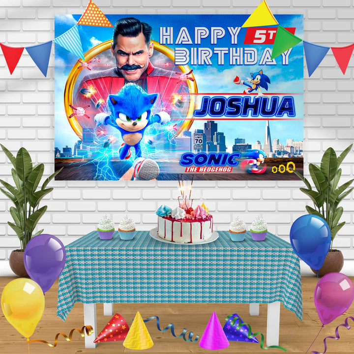 Sonic the Hedgehog 2020 Birthday Banner Personalized Party Backdrop Decoration