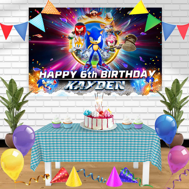 Sonic Prime Netflix Birthday Banner Personalized Party Backdrop Decoration