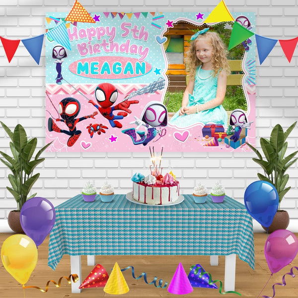 Spidey and His Amazing Friends Frame Girls Birthday Banner Personalized Party Backdrop Decoration