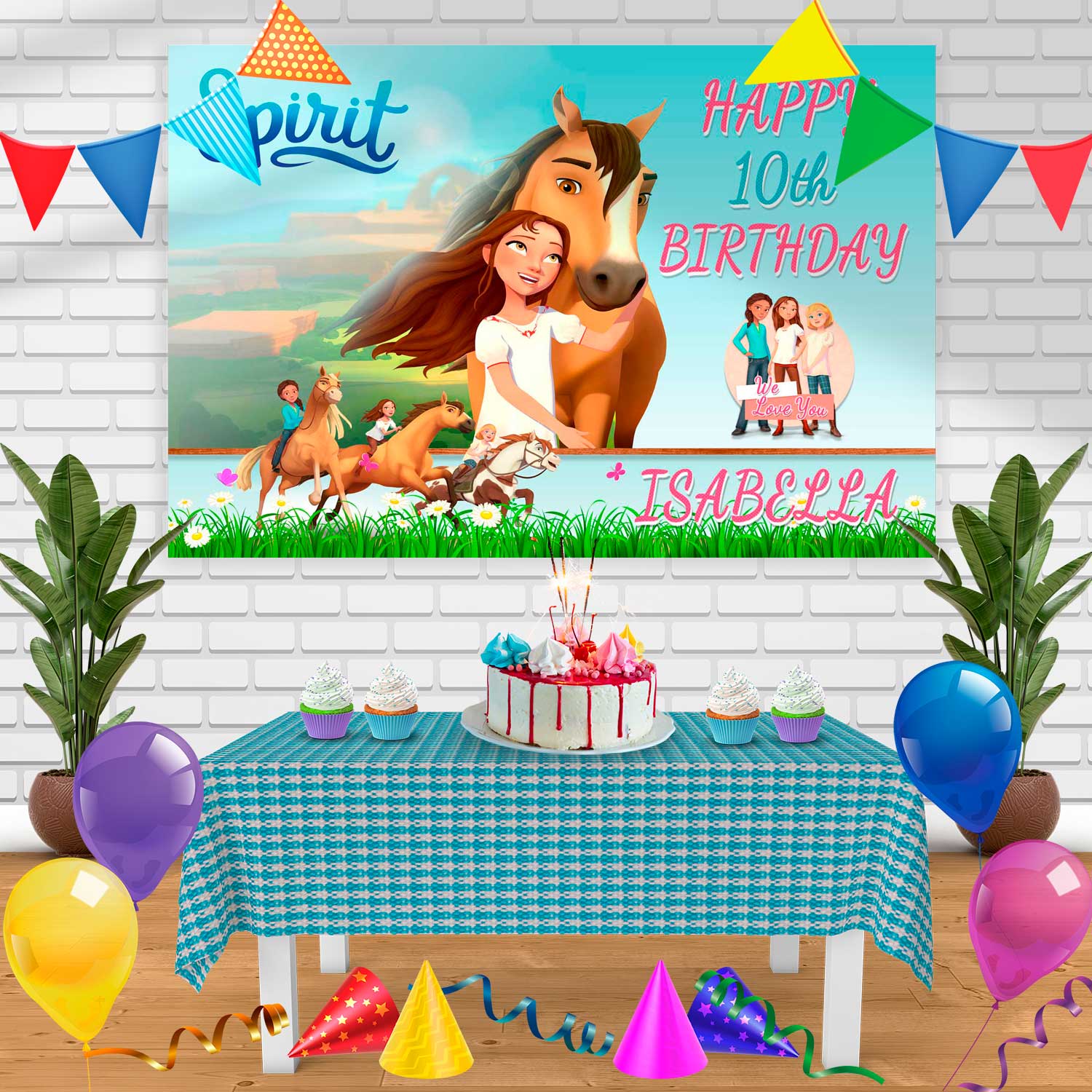 Banner de cumpleaños Spirit Riding Free, decoración de fondo de fiesta ...