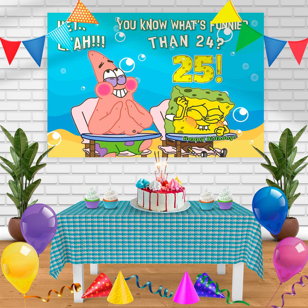 Spongebob2 Birthday Banner Personalized Party Backdrop Decoration