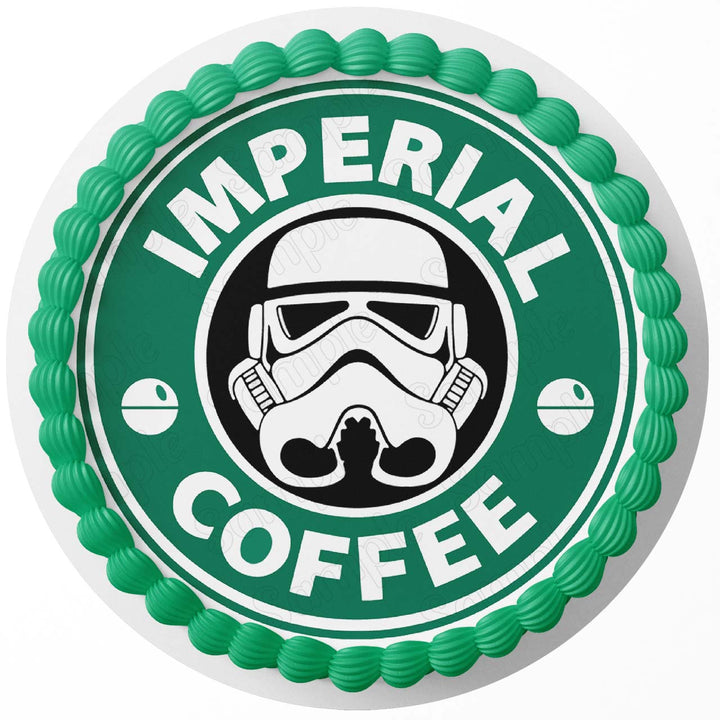 Star Wars Imperial Coffee Starbucks Edible Cake Toppers Round