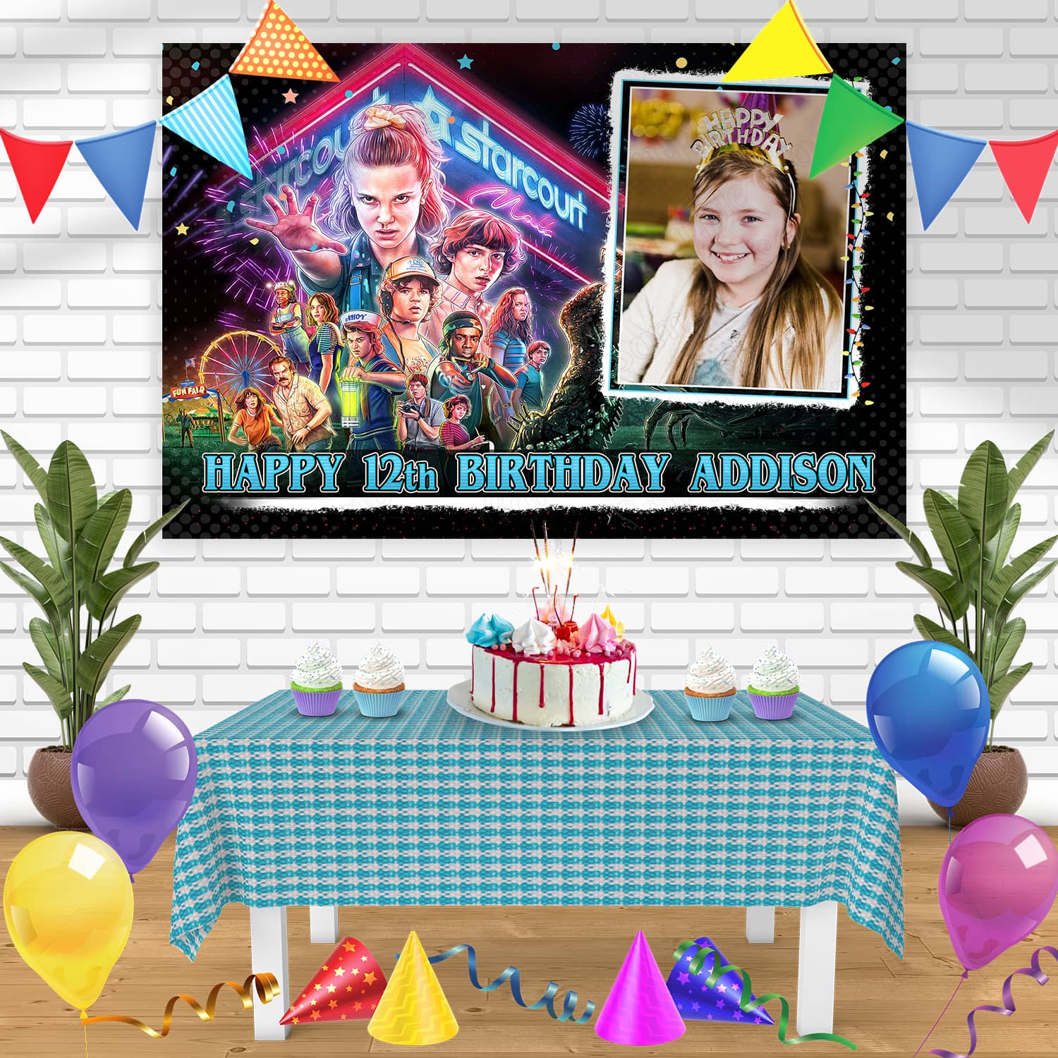 Stranger Things Season 3 Frame Birthday Banner Personalized Party Back ...