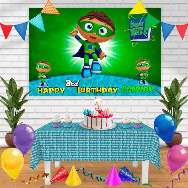 Super Why Birthday Banner Personalized Party Backdrop Decoration