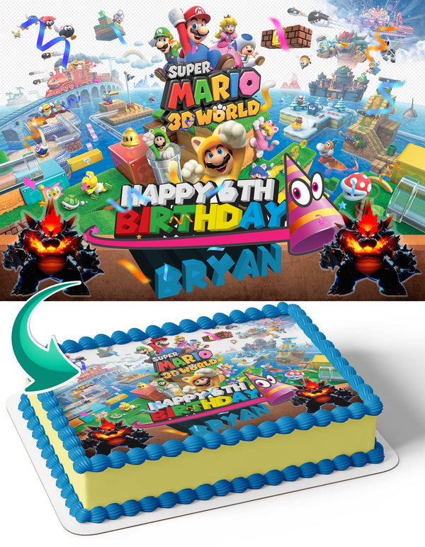 Super Mario 3D World Bowser Fury Edible Cake Toppers