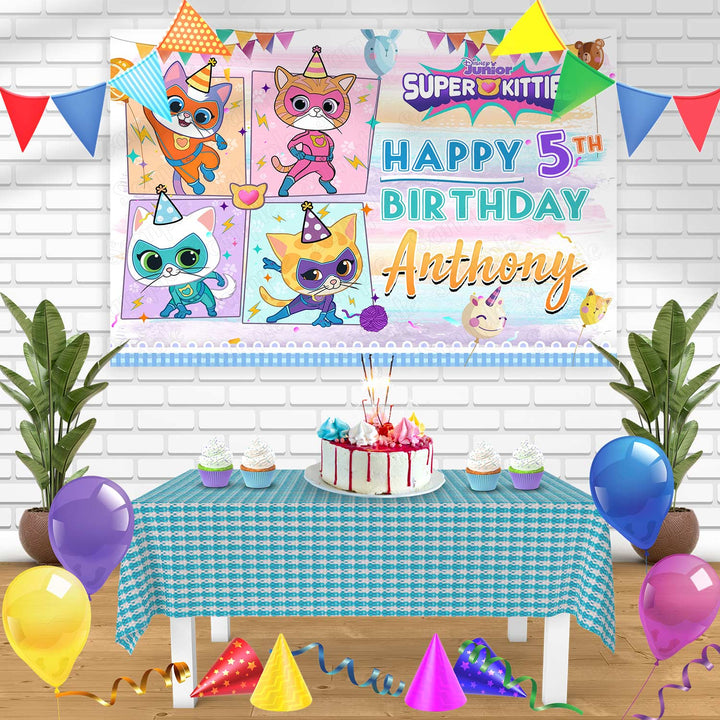 SuperKitties Disney Junior Boy Bn Birthday Banner Personalized Party Backdrop Decoration