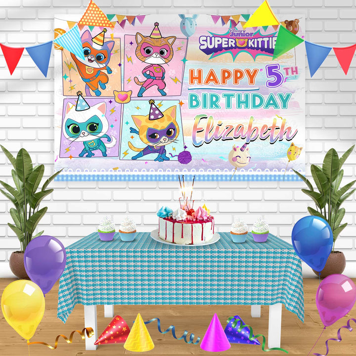 SuperKitties Disney Junior Girl Pink Bn Birthday Banner Personalized Party Backdrop Decoration