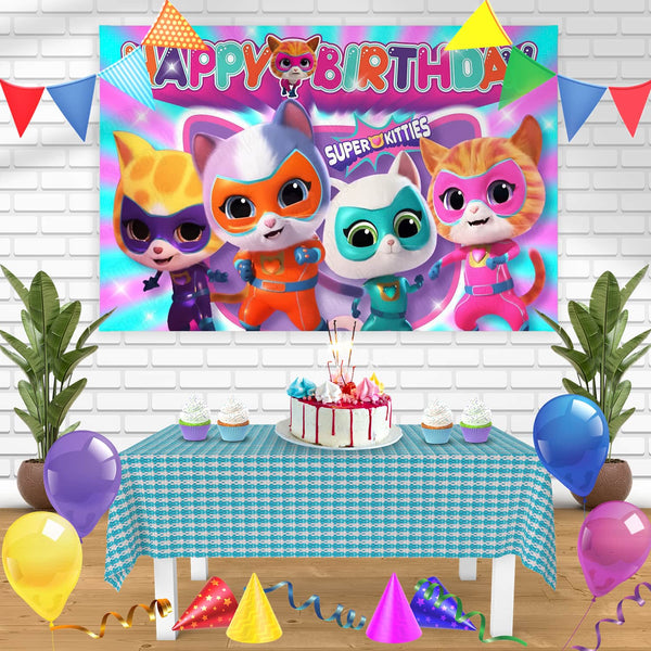 SuperKitties Ginny Sparks Buddy Bitsy Bn Birthday Banner Personalized Party Backdrop Decoration