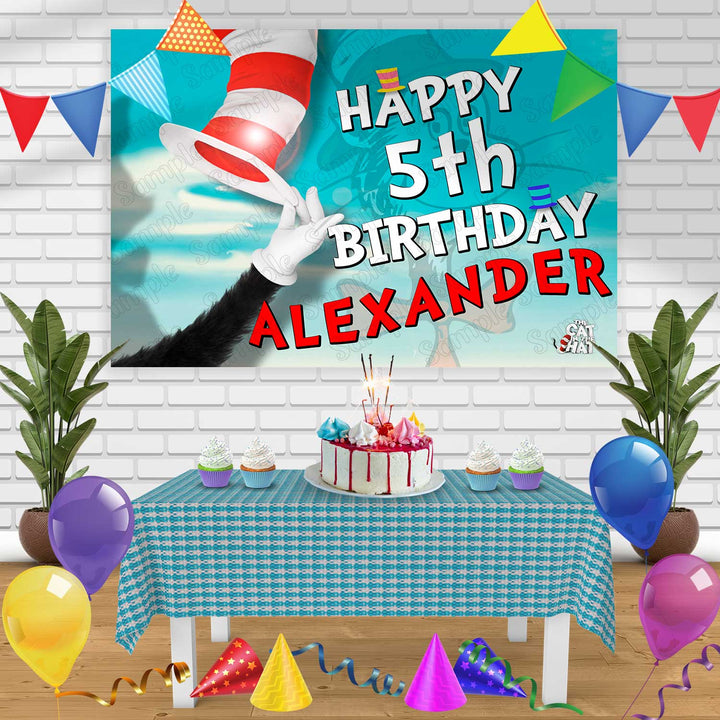 The Cat in the Hat Birthday Banner Personalized Party Backdrop Decoration