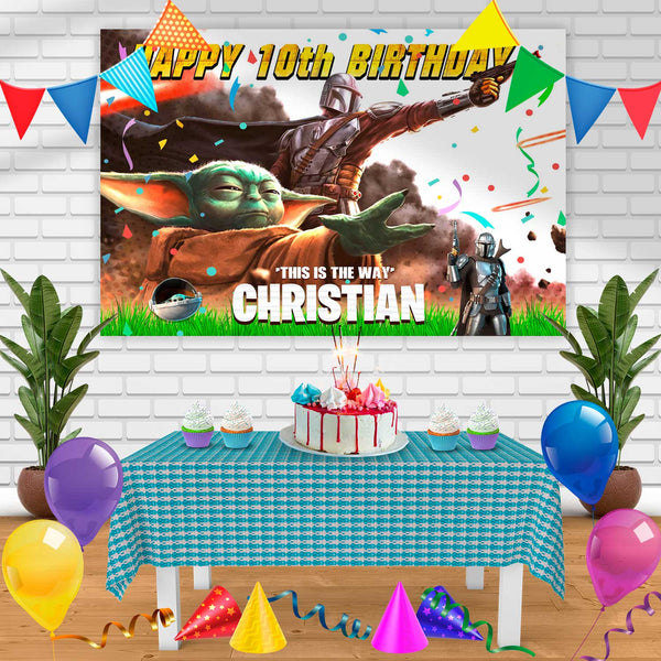 The Mandalorian V2 Birthday Banner Personalized Party Backdrop Decoration