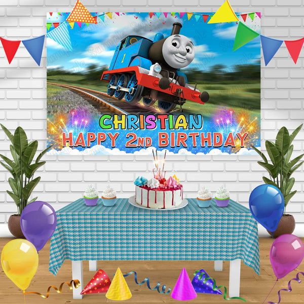 Thomas the Train Birthday Banner Personalized Party Backdrop Decoration