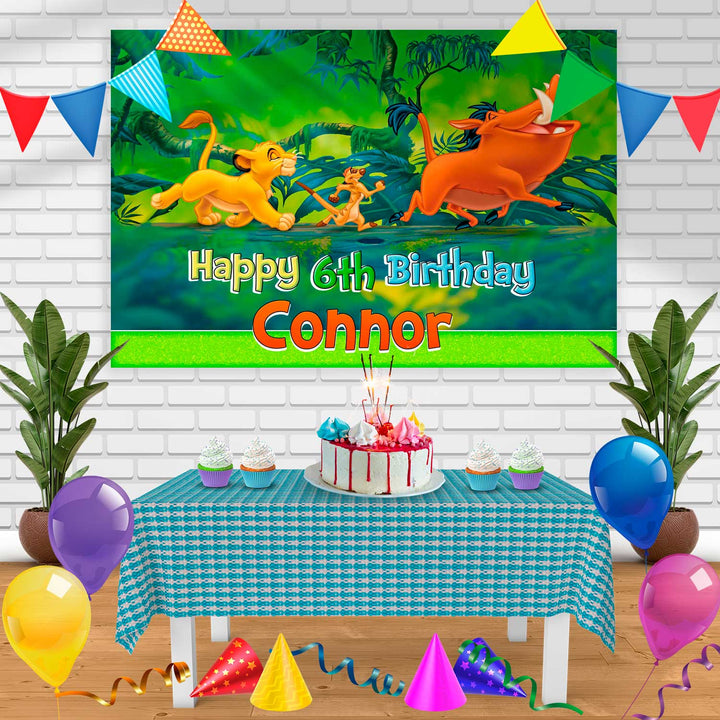 Timon Pumba Birthday Banner Personalized Party Backdrop Decoration