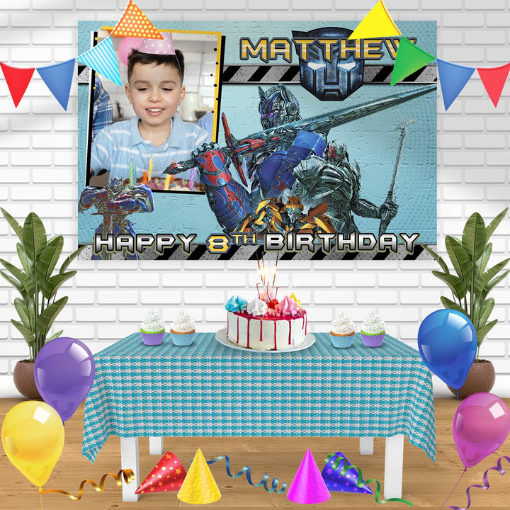 Transformer Optimus Prime Bumblebee Frame Birthday Banner Personalized Party Backdrop Decoration