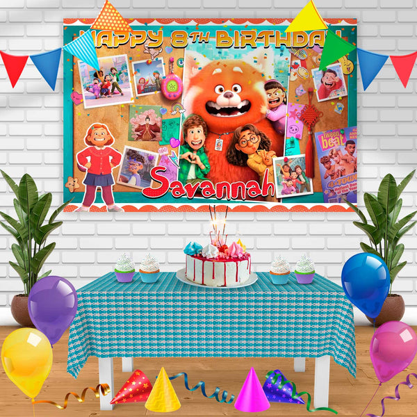 Turning Red Birthday Banner Personalized Party Backdrop Decoration