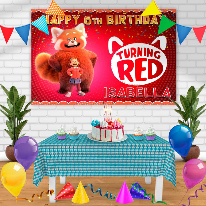 Turning Red Lp Birthday Banner Personalized Party Backdrop Decoration