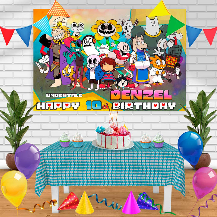 Undertale 1 Birthday Banner Personalized Party Backdrop Decoration