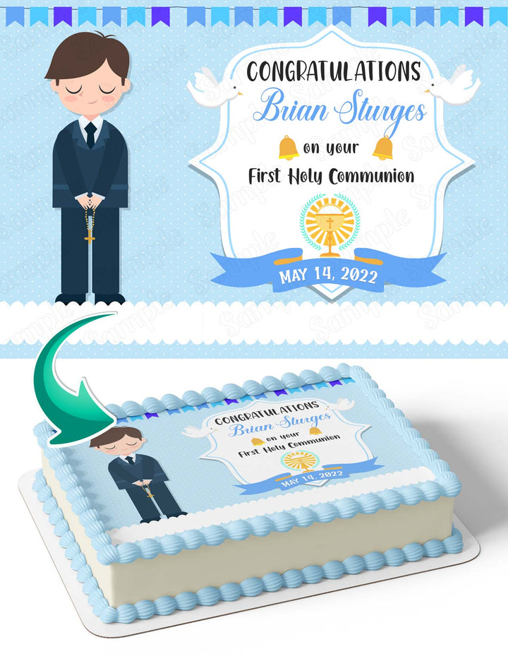 1st Comunnion Boy Edible Cake Toppers