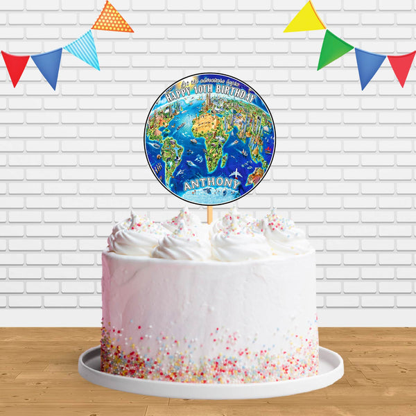 3D World Map Ct Cake Topper Centerpiece Birthday Party Decorations CP895