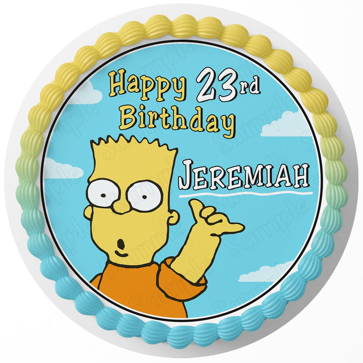 Bart Fun Party Theme  Edible Cake Toppers Round