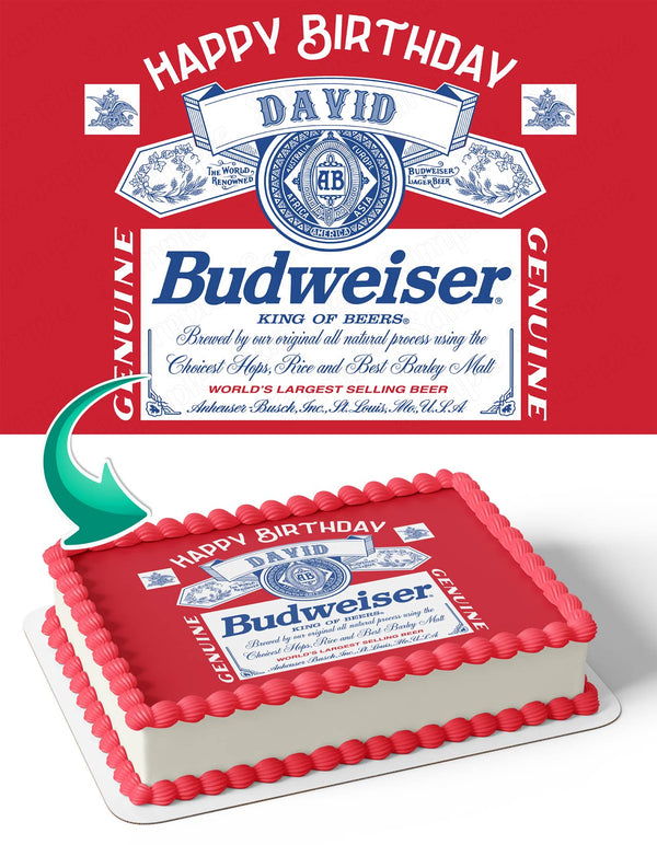 Budweiser Beer Fans Red Edible Cake Toppers