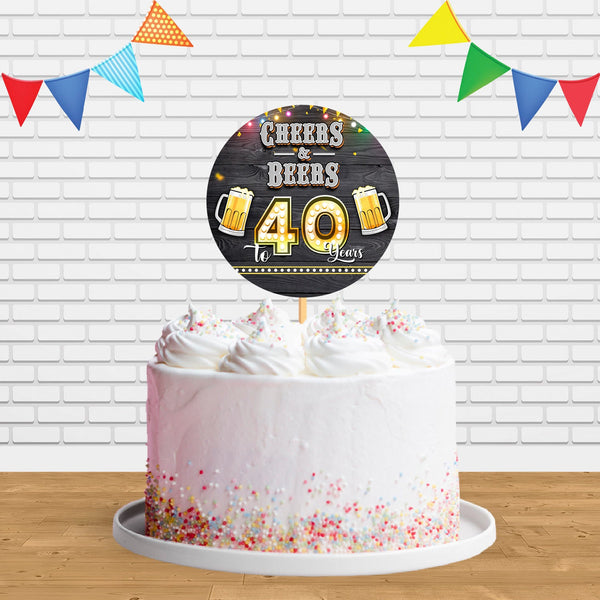 Cheers And Beers To 40 Years Ct Cake Topper Centerpiece Birthday Party Decorations