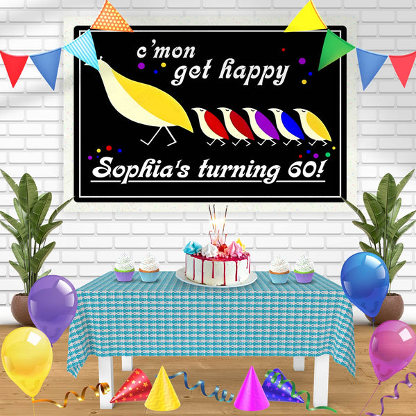 Cmon Get Happy Partridge Family Bn Birthday Banner Personalized Party Backdrop Decoration