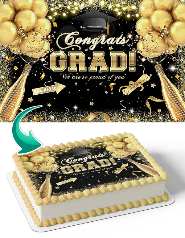 Congrats Grad We Are So Proud of You Grad Celebration Prom Edible Cake Toppers