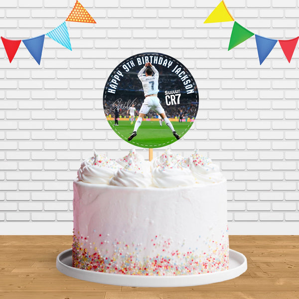 Cristiano Ronaldo Real Madrid CR7 Star Soccer Siuuuu Ct Cake Topper Centerpiece Birthday Party Decorations