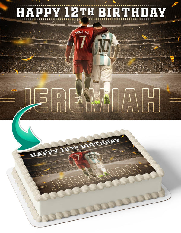 Cristiano Ronaldo lionel Messi Portugal Argentina Real Madrid FC Barcelona Edible Cake Toppers