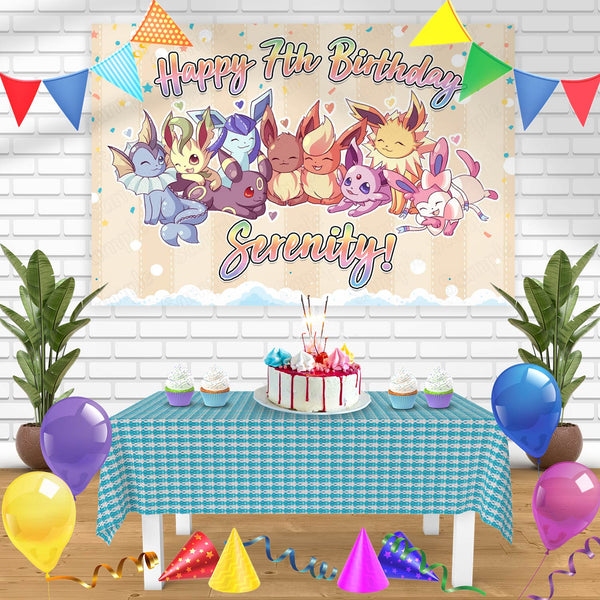 Cute Pokemon Girls Pink Bn Birthday Banner Personalized Party Backdrop Decoration