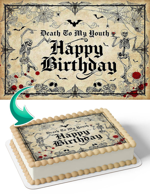 Death to My Youth RIP to My 20s Funeral Edible Cake Toppers