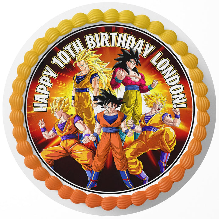 Dragon Fighter Ball Z Goku Edible Cake Toppers Round