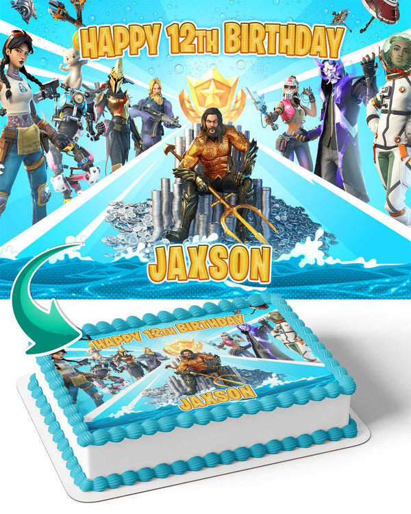 Fornite Battle Royale Gamers Kids Aquaman Edible Cake Toppers