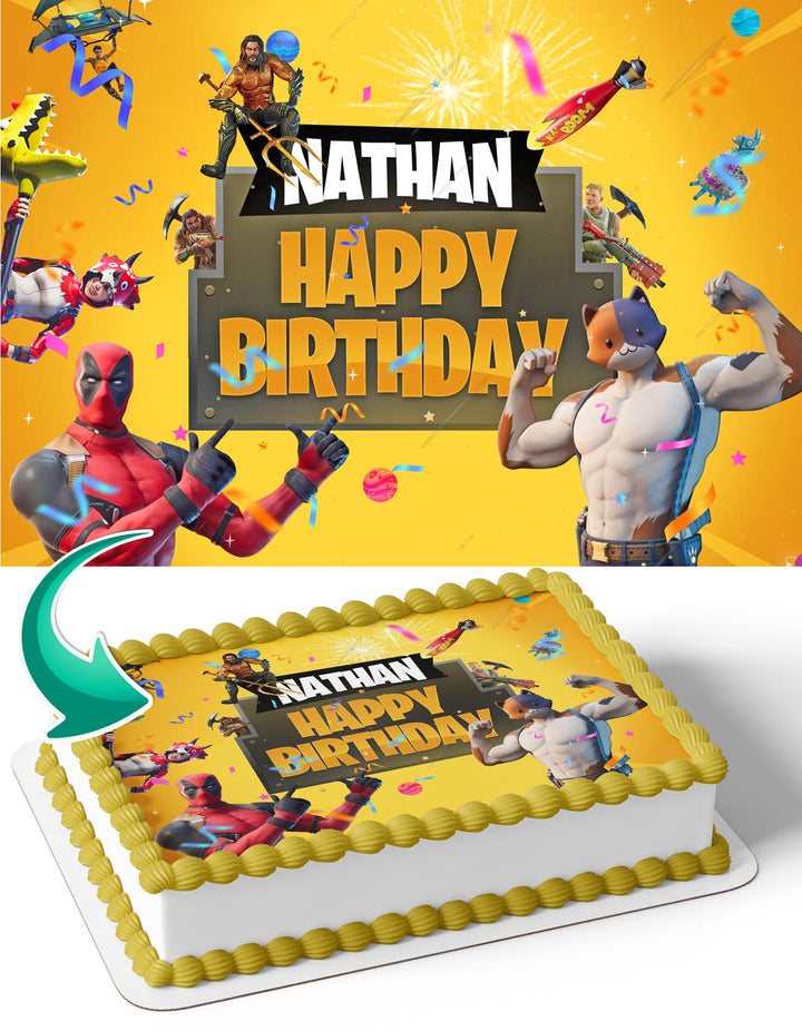 Fornite Battle Royale Gamers Kids Crew Edible Cake Toppers
