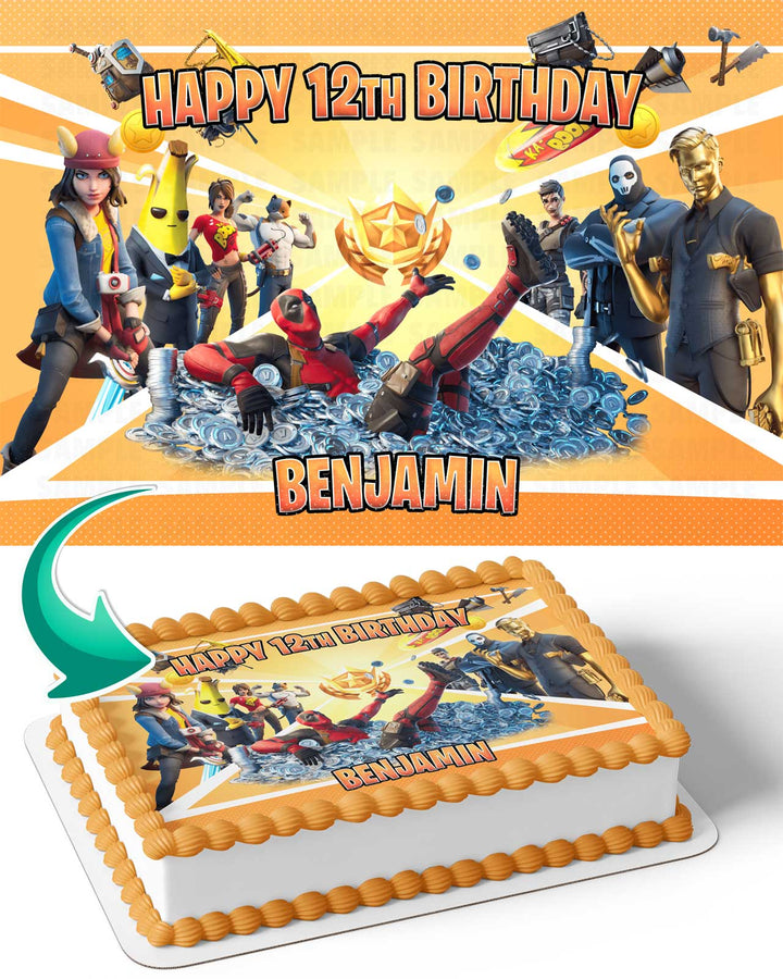 Fornite Battle Royale Gamers Kids DeadPool Edible Cake Toppers