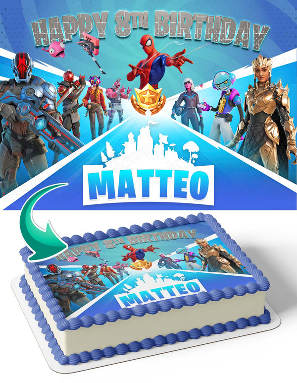 Fornite Battle Royale Gamers Kids Last Chapter Edible Cake Toppers