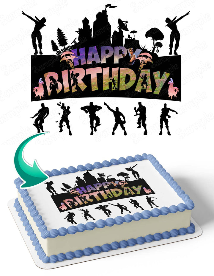 Fornite Battle Royale Gamers Kids Name Edible Cake Toppers