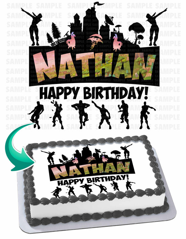 Fornite Battle Royale Gamers Kids Name Ultimate Edible Cake Toppers