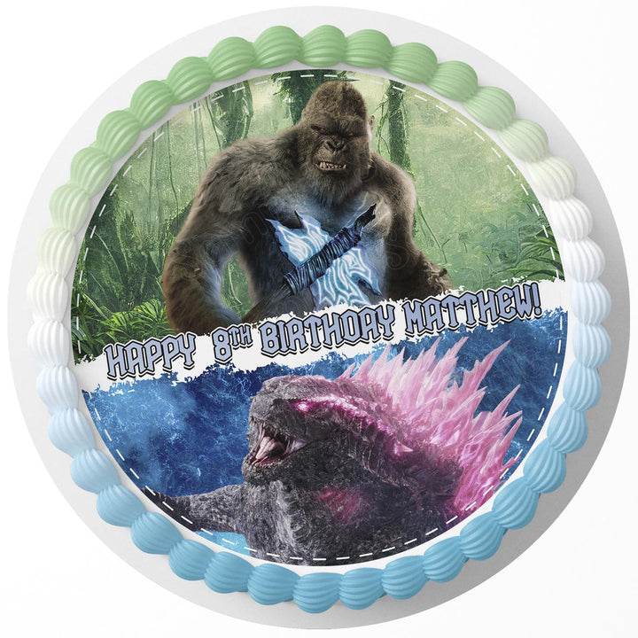Godzilla x Kong The New Empire Rd Edible Cake Toppers Round