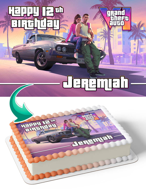 Grand Theft Auto VI GTA 6 Edible Cake Toppers