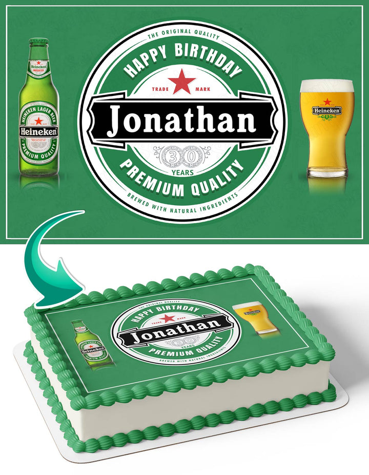 Heineken Beer Fans Green Edible Cake Toppers