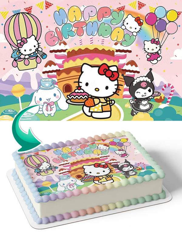 Hello Kitty Cinnamoroll Kuromi My Melody Sweet Candy HKC Edible Cake Toppers