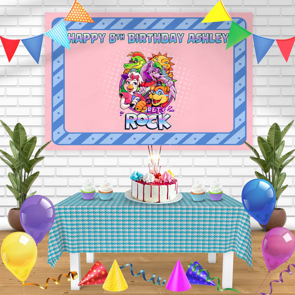 Lets ROCK Security Breach FNaF Bn Birthday Banner Personalized Party Backdrop Decoration