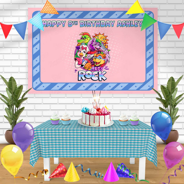 Lets ROCK Security Breach FNaF Bn Birthday Banner Personalized Party Backdrop Decoration