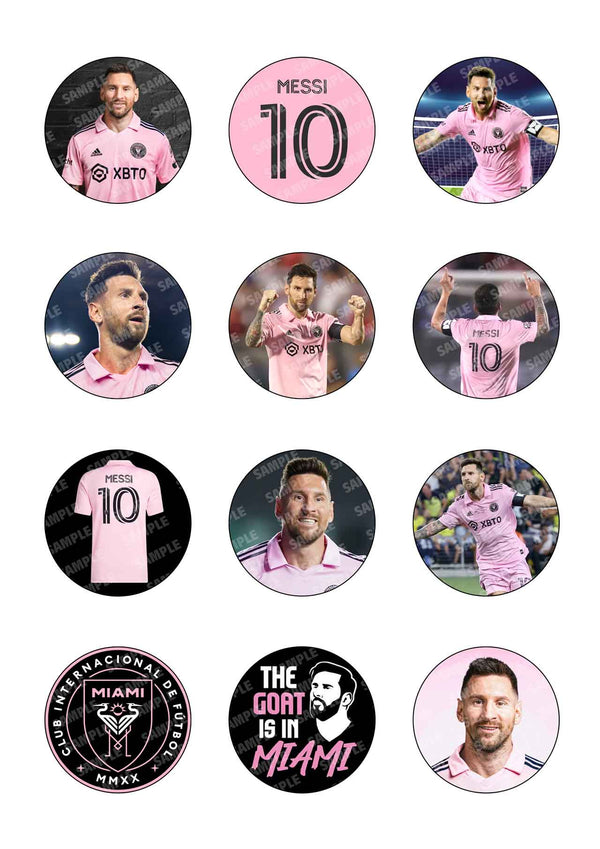 Lionel Messi Inter Miami FC Cupcakes Edible Cupcake Toppers