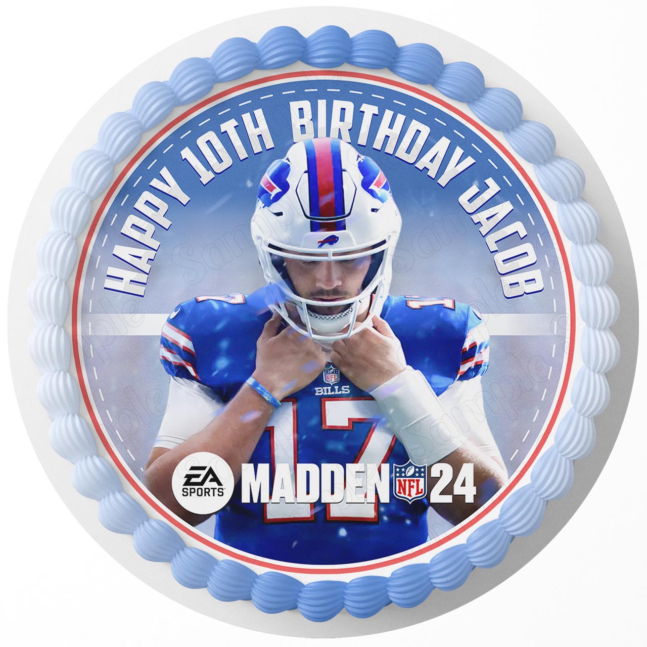 Madden Buffalo Bills Josh Allen Edible Cake Toppers Round Edible Cake Topper Corp