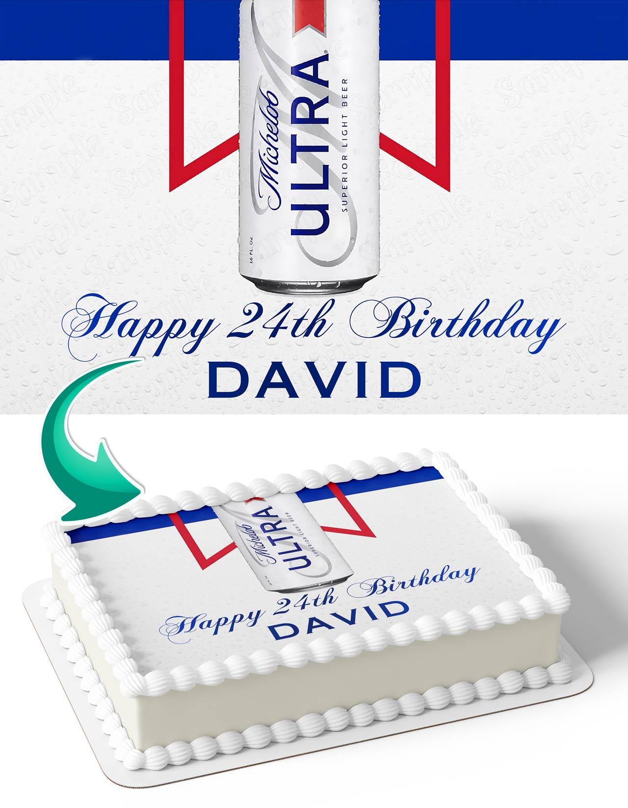 Michelob Ultra Beer Fan Edible Cake Toppers – Edible Cake Topper Corp