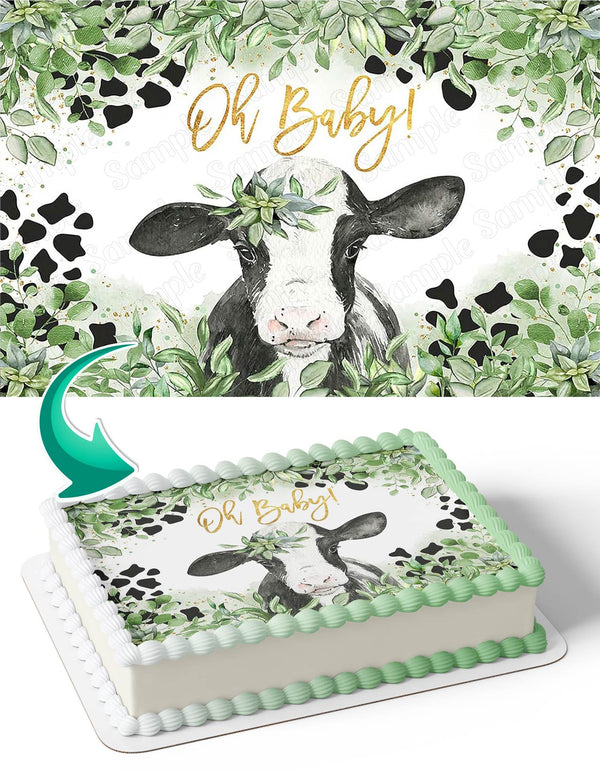 Milk Cow Oh Baby Shower Newborn Edible Cake Toppers